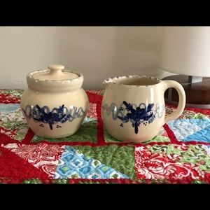 Vintage Ellis Prod. Pottery Cream & Sugar Bowl USA
